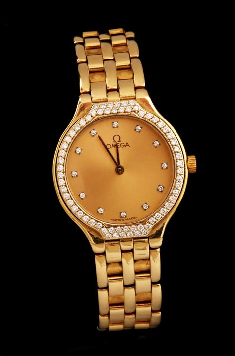 omega gold face watch|omega gold watch women.